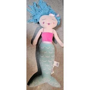 Mermaid Stuffed Animal Lovey Plush 22"‎ Blue Yarn Sleep Doll